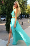 A-Line Long Chiffon Prom Dress With Sashes KPP0093