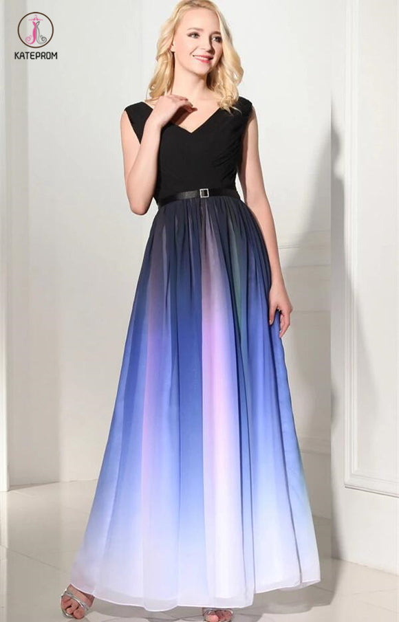 Ombre Custom Made Long Charming Chiffon Prom Dress KPP0106