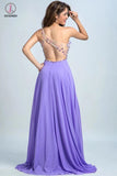 One-Shoulder Chiffon Prom Dresses Homecoming Dress with Beading KPP0115
