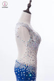Mermaid V-neck Sequined Backless Prom Dresses Evening Dress KPP0119
