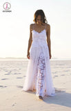 Sexy Backless Beach Wedding Dress,Spaghetti Summer Bridal Gowns,Lace Vestido de noiva KPW0028
