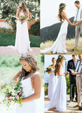 Sexy Backless Beach Wedding Dress,Spaghetti Summer Bridal Gowns,Lace Vestido de noiva KPW0028