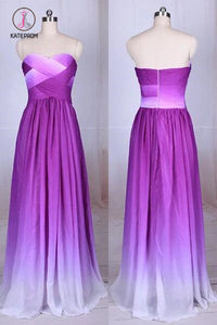 Purple Ombre Floor Length Sweetheart Chiffon Long Bridesmaid Dresses,Prom Dress KPB0087