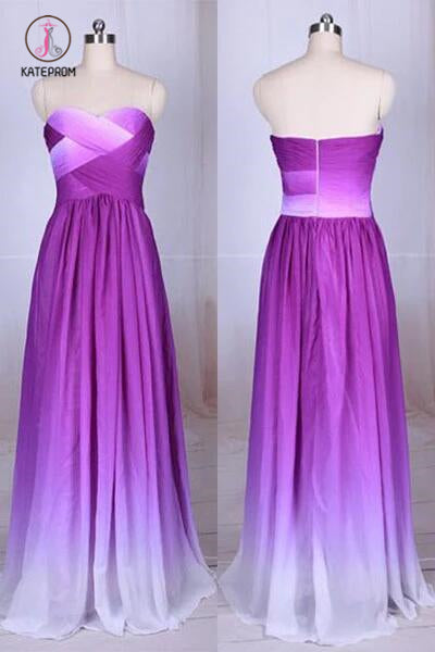purple ombre bridesmaid dresses Sheath-Column Floor Length Ombre Chiffon Bridesmaid Dress COCOMELODY COZF17013, Purple