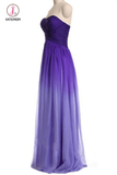 Ombre Purple Gradient Chiffon Bridesmaid Dresses Sweetheart Pleats Long Prom Dress KPB0092