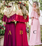 Long Off-the-shoulder Chiffon Bridesmaid Dress,Charming Bridesmaid Dresses KPB0105