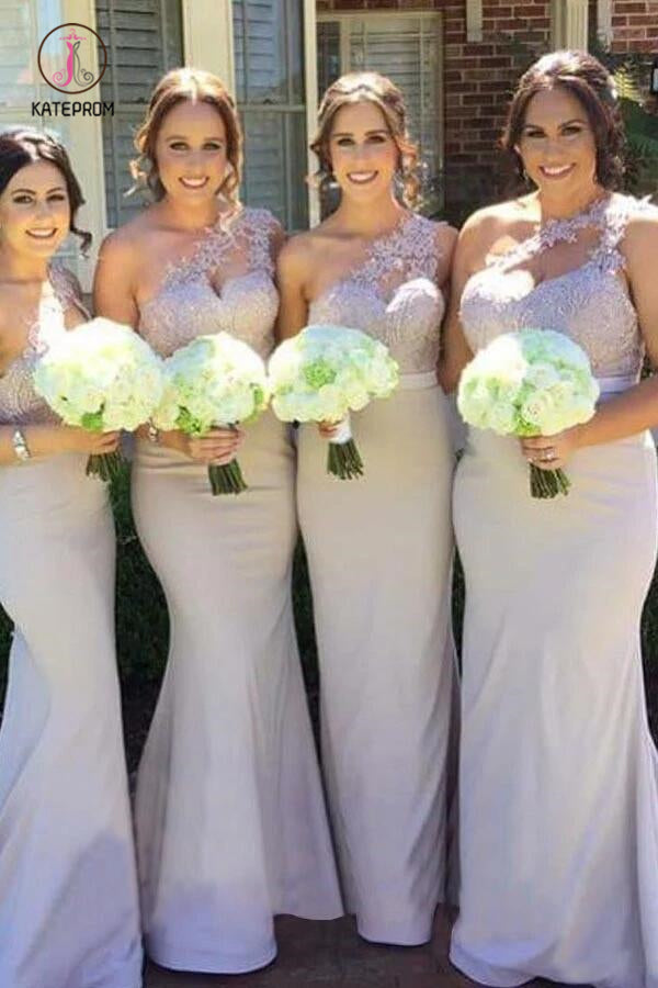 Unique One Shoulder Sleeveless Lavender Mermaid Bridesmaid Dress with kateprom Unique One Shoulder Sleeveless Lavender Mermaid Bridesmaid Dress with kateprom