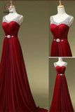 A Line Scoop Sleeveless Long Bridesmaid Dress with Sequins, Cheap Bridesmaid Dress KPB0125