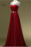 A Line Scoop Sleeveless Long Bridesmaid Dress with Sequins, Cheap Bridesmaid Dress KPB0125