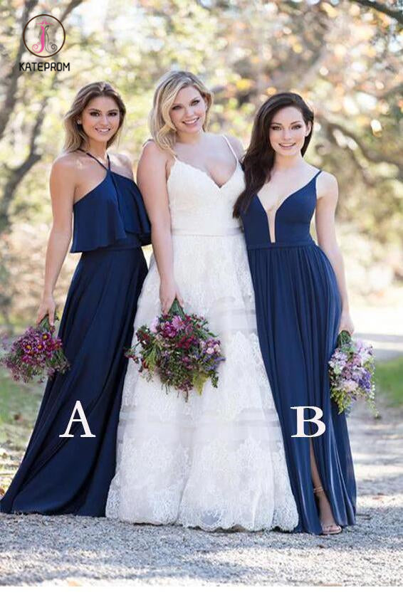 gold tea length bridesmaid dresses Short Sleeves Chiffon V Neck Knee color:Blue If you need to long evening dress Linen Bridesmaid Dress Long