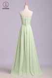 Simple Sweetheart Chiffon Prom Dress, Long Pleated Sleeveless Bridesmaid Dresses KPB0140
