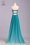 Ombre Sweetheart Long Chiffon Prom Dress with Sequins, Open Back Gradient Prom Gown KPB0141