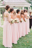 Simple Sweetheart Chiffon Pleats Pink Long Bridesmaid Dresses, Cheap Bridesmaid Gown KPB0146