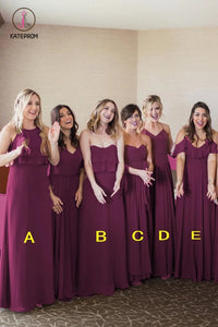Cheap Sleeveless Chiffon A Line Bridesmaid Dress, Floor Length Long Bridesmaid Dress KPB0153
