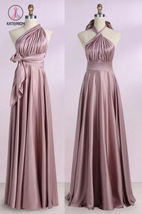 Blush Convertible Prom Bridesmaid Dress, Cheap Floor Length Bridesmaid Dresses KPB0178