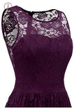Purple Sleeveless Lace Bridesmaid Dresses, Floor Length Lace Prom Dresses KPB0187