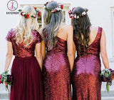 Shiny Burgundy Sequins Bridesmaid Dresses Long Mismatched Bridesmaid Dresses KPB0192
