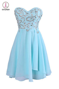 Sweetheart Chiffon Blue Short Homecoming/Prom Dresses With Beading KPH0133