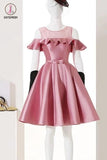 Dusty Rose Homecoming Dresses ,Short Prom Dresses,Satin Cocktail Dress,Short Party Dress KPH0148