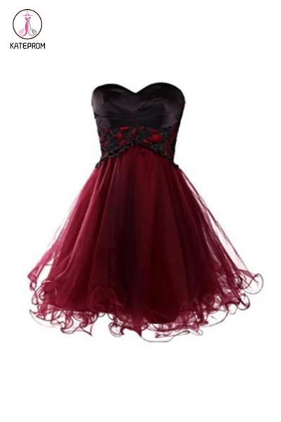Strapless Burgundy Homecoming Dress,Cute Homecoming Gown,Short Prom Dr kateprom Strapless Burgundy Homecoming Dress,Cute Homecoming Gown,Short Prom Dr kateprom
