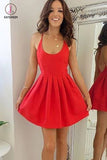 Sexy Red Backless Homecoming Dresses,Short Prom Dresses,Graduation Dress for Girls KPH0158