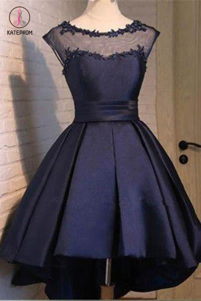 Navy Blue Satin Classy Homecoming Dress,Sexy Party Dress,Graduation Dress,Short Prom Dress KPH0167