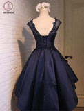 Navy Blue Satin Classy Homecoming Dress,Sexy Party Dress,Graduation Dress,Short Prom Dress KPH0167