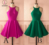 A-line Short Homecoming Dresses,Simple Open Back Ruched Sleeveless Homecoming Dress KPH0168