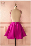 A-line Short Homecoming Dresses,Simple Open Back Ruched Sleeveless Homecoming Dress KPH0168