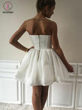 Mini Strapless Dresses,Cute A-Line Sweetheart Ivory Short Homecoming/Cocktail Dress KPH0171