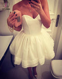 Mini Strapless Dresses,Cute A-Line Sweetheart Ivory Short Homecoming/Cocktail Dress KPH0171