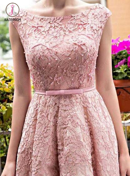 A-line Tea-length Pink Lace Homecoming Dress,Cute Graduation Dresses,S kateprom A-line Tea-length Pink Lace Homecoming Dress,Cute Graduation Dresses,S kateprom