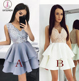 New Arrival A-Line Sleeveless V-Neck Short Homecoming/Prom Dress with Appliques KPH0178
