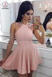 Elegant A Line Satin Mini Homecoming Dress,Cocktail Dresses Short Ruched Prom Dress KPH0185
