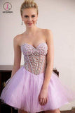 Strapless Beading Tulle Mini Homecoming Dress,Sexy Sweetheart Graduation Dress,Party Dress KPH0190
