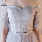 Off-shoulder Homecoming Dress Half Sleeve Lace Tulle Short Prom Dress Graduation Dress KPH0195