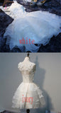 White Sleeveless Homecoming Dress Appliqued A-line Flower Short Prom Dress Party Dress KPH0202