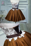 Strapless Tulle Homecoming Dress Lace Appliqued Bowknot Short Prom Dress Party Dress KPH0204
