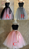 A-line Sleeveless Vintage Ribbons Belt Tulle Short Prom Dress Party Dress,Sweet 16 Dresses KPH0208