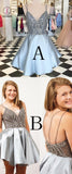 Sexy V-neck Straps Short Beads Homecoming Dress,Mini Short Prom Dresses,Party Dress KPH0211