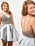 Sexy V-neck Straps Short Beads Homecoming Dress,Mini Short Prom Dresses,Party Dress KPH0211