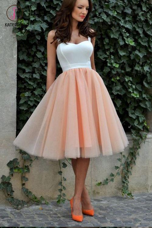 Knee Length Sweetheart Straps Tulle Homecoming Dress,Cheap Short Prom Dress KPH0210