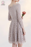 Temperament Long Sleeve Off-shoulder Lace Homecoming Dress,Short Prom Gown KPH0213