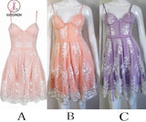 Sexy A-Line Spaghetti Straps Tulle Short Homecoming Dresses with Lace Appliques,Mini Dress KPH0234