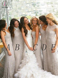 Light Gray New Arrival Bridesmaid Dress,Mermaid Bridesmaid Gowns,Sleeveless Wedding Party Dress KPB0040