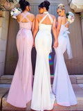 Elegant Mermaid Long Convertible Bridesmaid Dress,Long Bridesmaid Dresses with Sash KPB0047