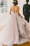 Sexy Backless A-Line Beading Long Prom Dresses,Beach Wedding Dresses,Princess Party Dress KPW0076