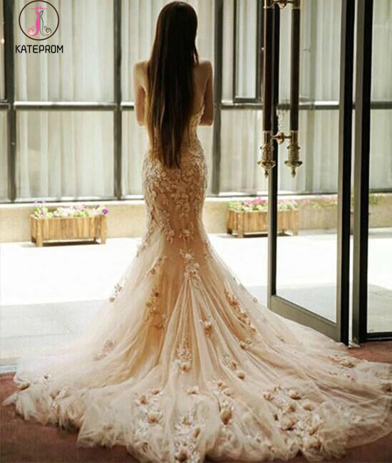 blush mermaid wedding dresses Custom Blush Mermaid Wedding Gown, Beaded Corset & Train