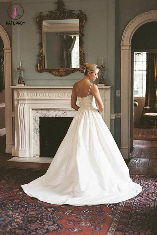 A-line V-neck Sleeveless Spaghetti Strap Lace Wedding Dress,Beach Wedd kateprom A-line V-neck Sleeveless Spaghetti Strap Lace Wedding Dress,Beach Wedd kateprom
