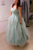 Unique Plus Size Strapless Floor-length Tulle Prom Dress,Long Evening Gowns KPP0264
